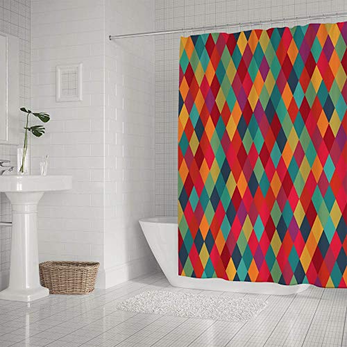 Rideau de douche polyester losanges CHEHONG 180x180 cm avec crochets - 3