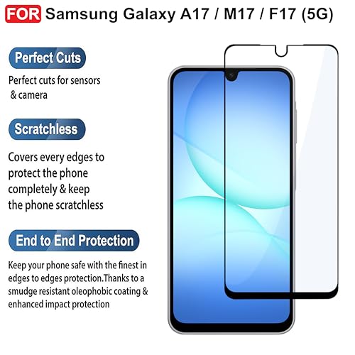 Image of CEDO Tempered Glass for Samsung Galaxy A17 / M17 / F17 (5G) | Screen Protector Full HD Quality Tempered Glass Anti-Scratch Edge to Edge Coverage with Easy Installation Kit (Black)