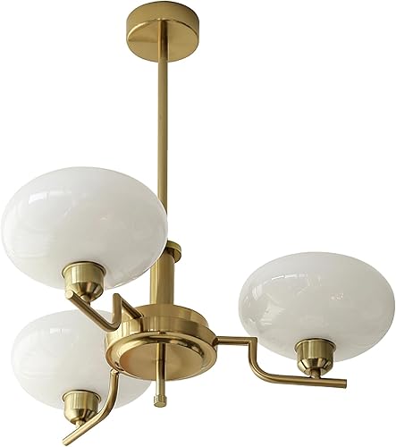 Candelabros Sputnik dorados de 3 luces, lámpara colgante vintage de latón cepillado de mediados de siglo, lámpara colgante ajustable de granja con
