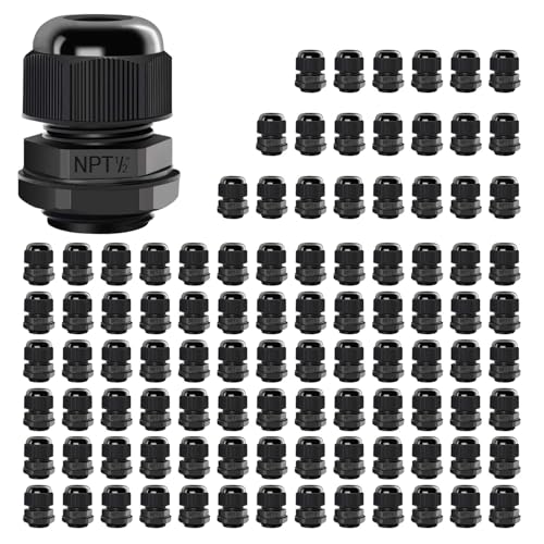 Presse-étoupes NPT 1/27 pouce étanches en nylon noir LeMotech lot de 100