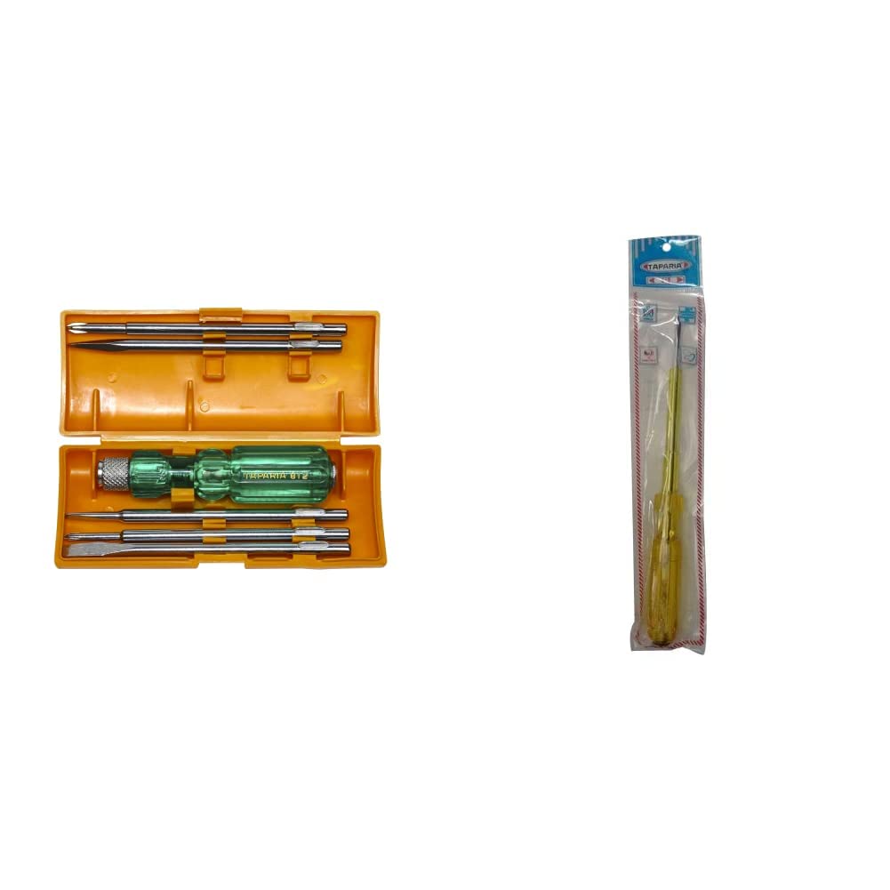 Taparia 812 Screw Driver Set with Neon Bulb, Silver & Green, 1 Piece