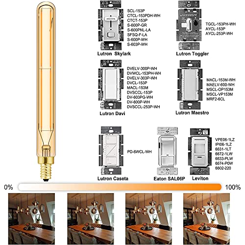 E12 Led Long Bulbs, 7.3Inch Edison Light Bulbs Amber Warm White 2500K,600Lm, 60W Candelabra Incandescent Bulbs Equivalent Vintage Led Filament Edison Candle Bulb With Decorative, 6Pack. #TOP4