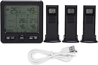 Digital Hygrometer Thermometer, Mini Portable Digital Wireless Weather Station, Meteorological Temperature Meter Humidity Gauge for Indoor and Outdoor, with USB Cable