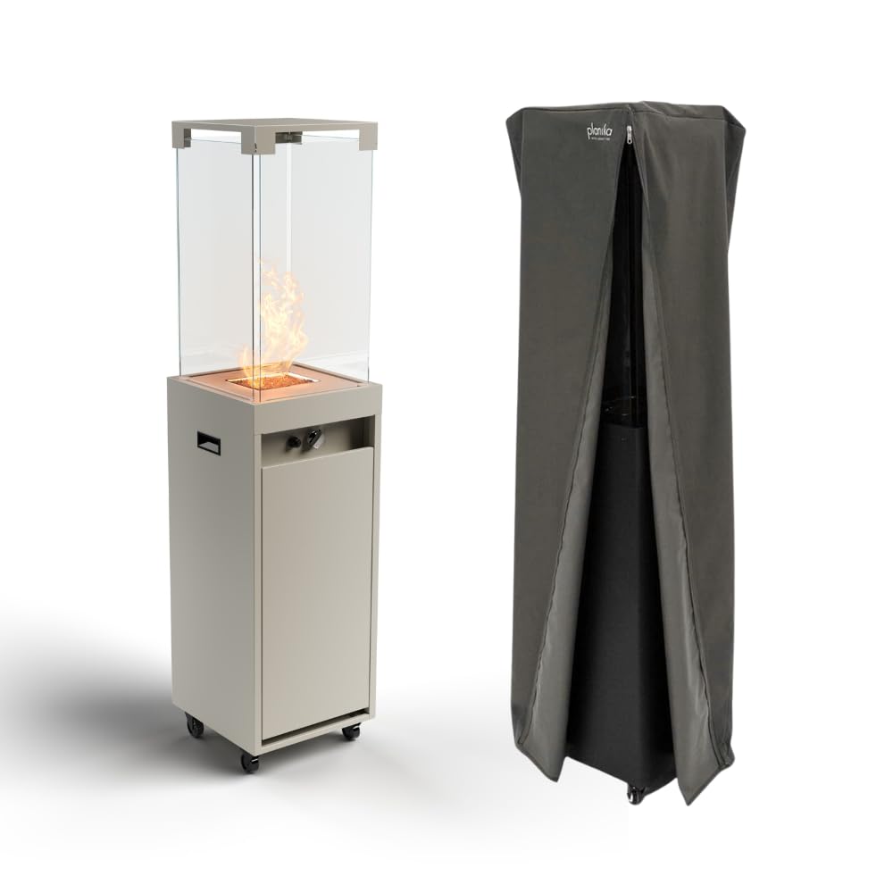 MF - Calefactor de gas exterior Faro hasta 8 kW portátil con vidrio templado gris claro