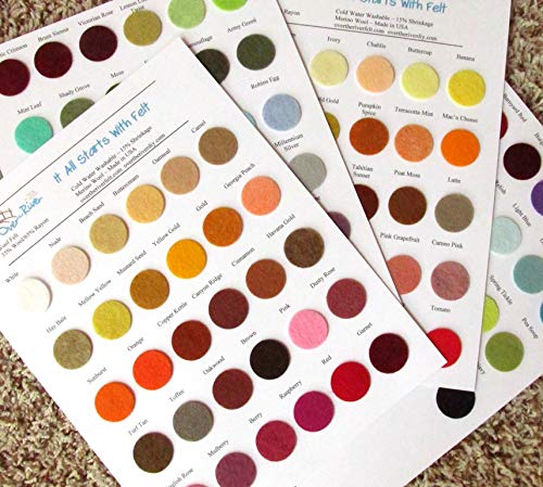 Wool Blend Felt Color Card - 139 OTR Felt Swatches