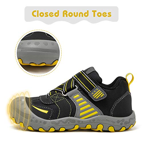 Mishansha Child Hiking Shoes Kids Trail Shoe Boys Outdoor Athletic Running Youth Sneakers Black Yellow Little Kid 4 #TOP2