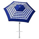 AMMSUN 8ft Fiberglass Ribs Commercial Grade Patio Beach Umbrella with Separate Sand Anchor Air- Vent & Carry Bag without Tilt beach umbrellas for sand heavy duty wind portable Blue White Stripe