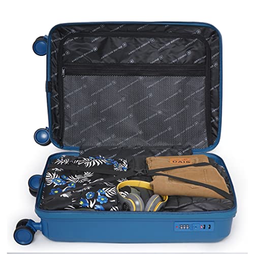 Image of SWISS MILITARY Star Luggage Bag, Textured Hard-Sided Trolley Bag, Cabin Luggage, Overnighter Trolley Bags|Durable ABS Body, Ergonomic 360 Rotatable Wheels, TSA Lock, 24 inches, Navy Blue, 1