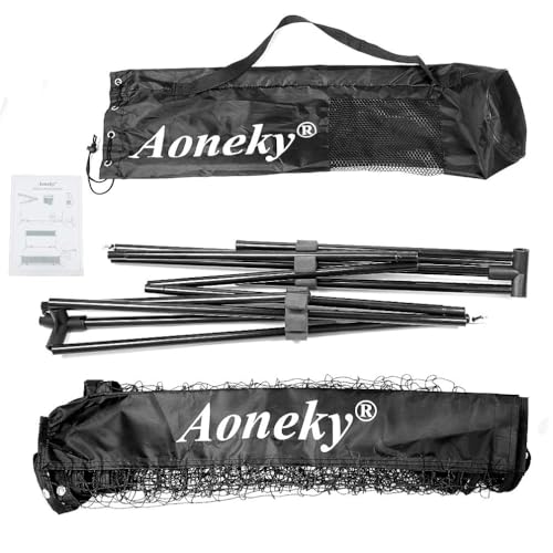 Aoneky Tennis Kit 2M/3M /6M x83cm, Metallrahmenständer und Stark PE-Tennisnetz | Tragbares Pickleball Tennisnetz mit Aufbewahrungstasche | Tennis-Trainingszubehör für Kinder Erwachsene (2.1x0.8M)