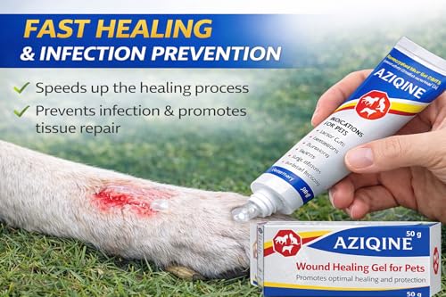 Image of Aziqine Animal Wound Healing Silver Gel 50g | Safe & Non-Toxic Wound Care for Dogs, Cats & All Pets | Hydrogel Dressing with Micro-Organism Control for Cuts, Lacerations, Acute & Chronic Wounds