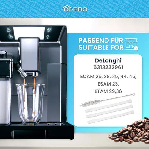 DL-pro 3 x rura ssąca do mleka 15,6 cm do DeLonghi ECAM ETAM ESAM 5313232961, wąż do mleka do LatteCrema Milk System, ekspres do kawy + szczotka do czyszczenia