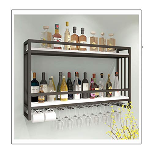 Étagère à vin rustique murale avec support de verre en métal durable - 3