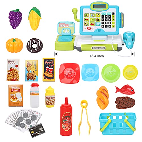 image for FS Pretend Play Cash Register Toys with Scanner, Calculator, Large Dra