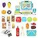 FS Pretend Play Cash Register Toys with Scanner, Calculator, Large Drawer, Microphone, Play Food, Supermarket Cashier Register Toy, Pre-School Gift for Kids, Toddlers, Boys & Girls, Ages 3 4 5 6 7 8
