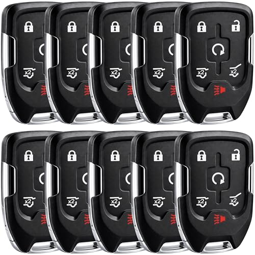 Image of 10X Smart Key Fob Replacement for 2015-2020 Chevy Suburban Tahoe GMC Yukon Yukon XL, HYQ1AA 13580802, Push to Start Only, Self Programmable with One Working Key