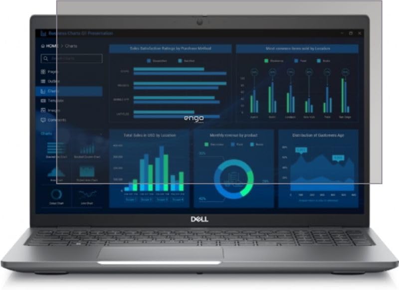 Engo Dell Precision 3581 15.6 inç ile Uyumlu Hayalet Ekran Koruyucu 16:9 Anti-Spy Gizlilik Önleyici