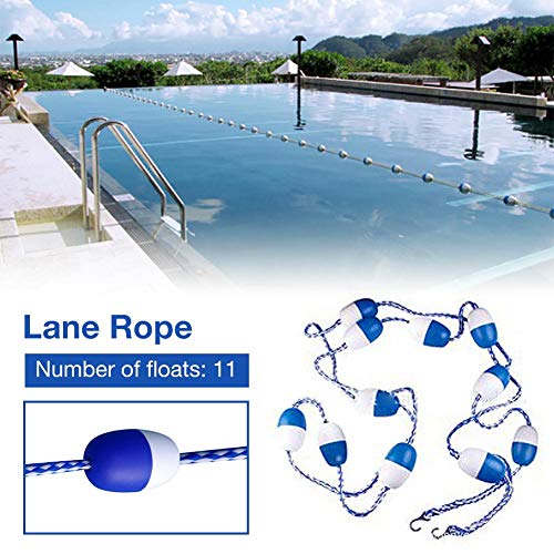 Safety Float Lines With 11 Floats, 16-Feet(5m),Swimming Pool Safety Divider Rope Swim Race Lane Marker For Water Sports Plastic,Pool Equipment Safety Float Ball Line Divider Rope Floating Kit