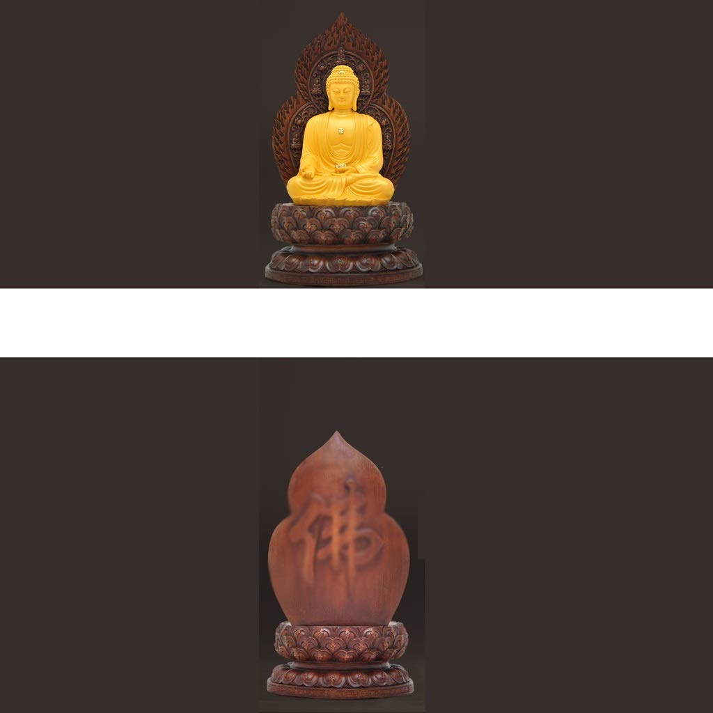 Estatuas de Buda Buda Estatua Resina Zen Buddha shajin shakyamuni Sentado Buddha Adornos dedicados a la casa Sambo Buddha artesanía (Color : Yellow)