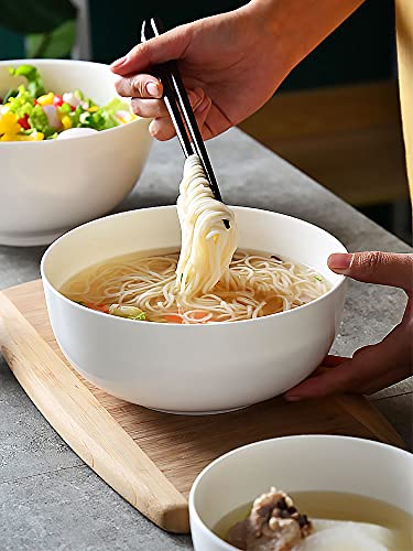 Houlu 55 Oz Large Soup Bowl, 8 Inch Ramen Bowl Set, Pho Bowls And Spoons Set Of 3, Off White Porcelain Serving Bowls #TOP4