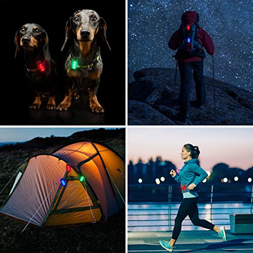 Dorlle LED Sicherheitslicht Blinklicht Schulranzen 2er Set, Blinkende Warnleuchte für Laufen, Kindersicherheit Rucksack Sportbeutel, mit Armband, Haustiere, Rot