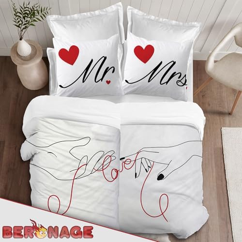 Juego de ropa de cama Mr & Mrs BERONAGE con cremallera 135x200cm 5