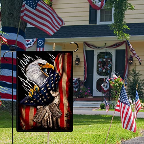 Patriotic 4Th Of July Bald Eagle Garden Flag, Stars Stripes Name Tag Double Sided Independence Day Memorial Day Yard Welcome Outdoor Decor 12.5X18 In #TOP2