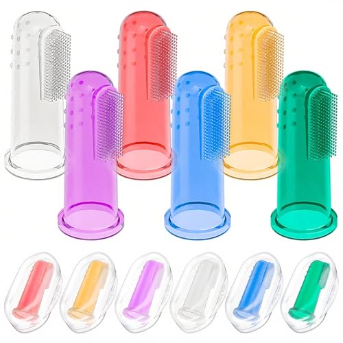 Baby Toothbrush Set, 6 Pcs Soft Infant Finger Toothbrush with
