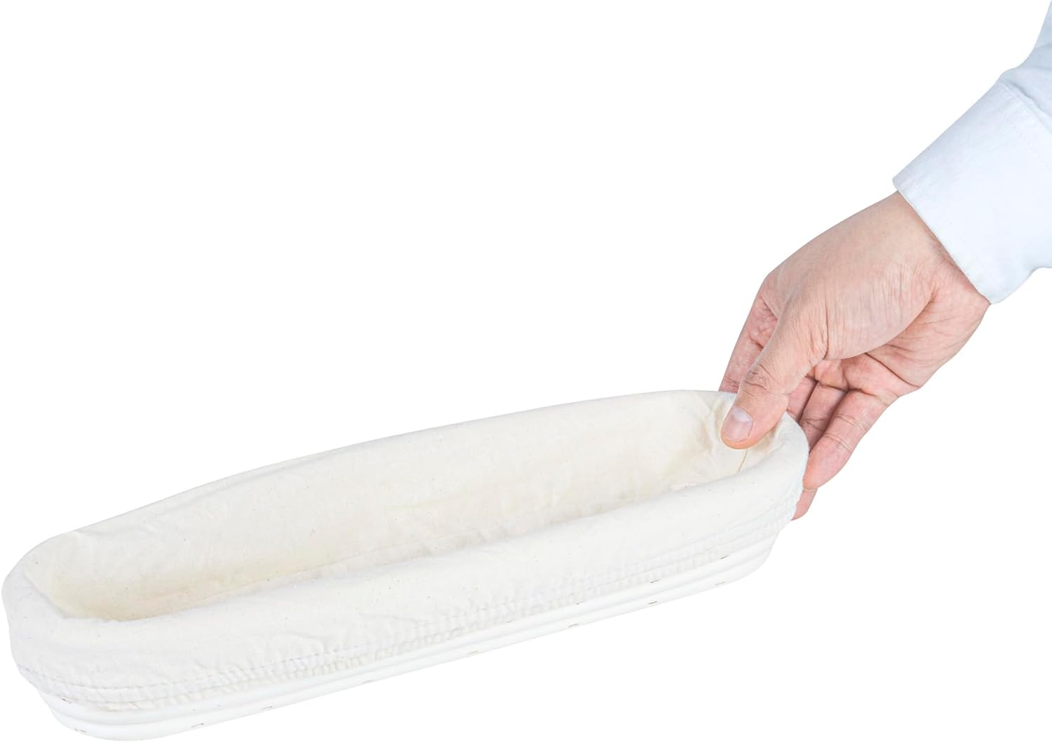 Restaurantware Bread Proofing Basket 13 Inch Long Oval - Pack of 2 - Rattan Dough Fermentation Basket With Cotton Liners, Oval Banneton Bread Rising Bowl For Home, Commercial, and Artisanal Baking