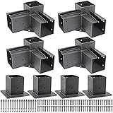 Deck Man 4x4(Actual Size: 3.5x3.5inch) Stainless Steel 3-Way Right Corner pergola Bracket with 4 Fla