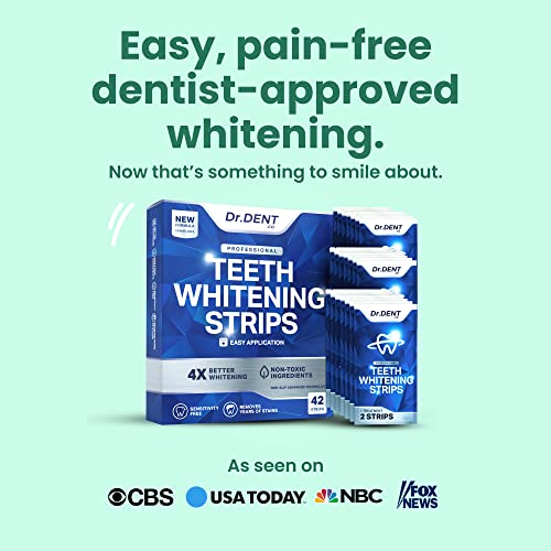 Drdent Professional Teeth Whitening Strips 21 Treatments - Safe For Enamel - Non Sensitive Teeth Whitening - Whitening Without Any Harm - Pack Of 42 Strips + Mouth Opener Included #TOP4