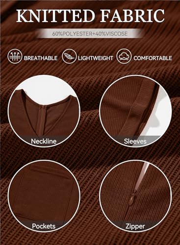 AlvaQ Jumpsuits for Women Casual Summer Womens Fashion Romper Spring V Neck Short Sleeve Pocketed Shorts Rompers Trendy Outfits Brown X-Large