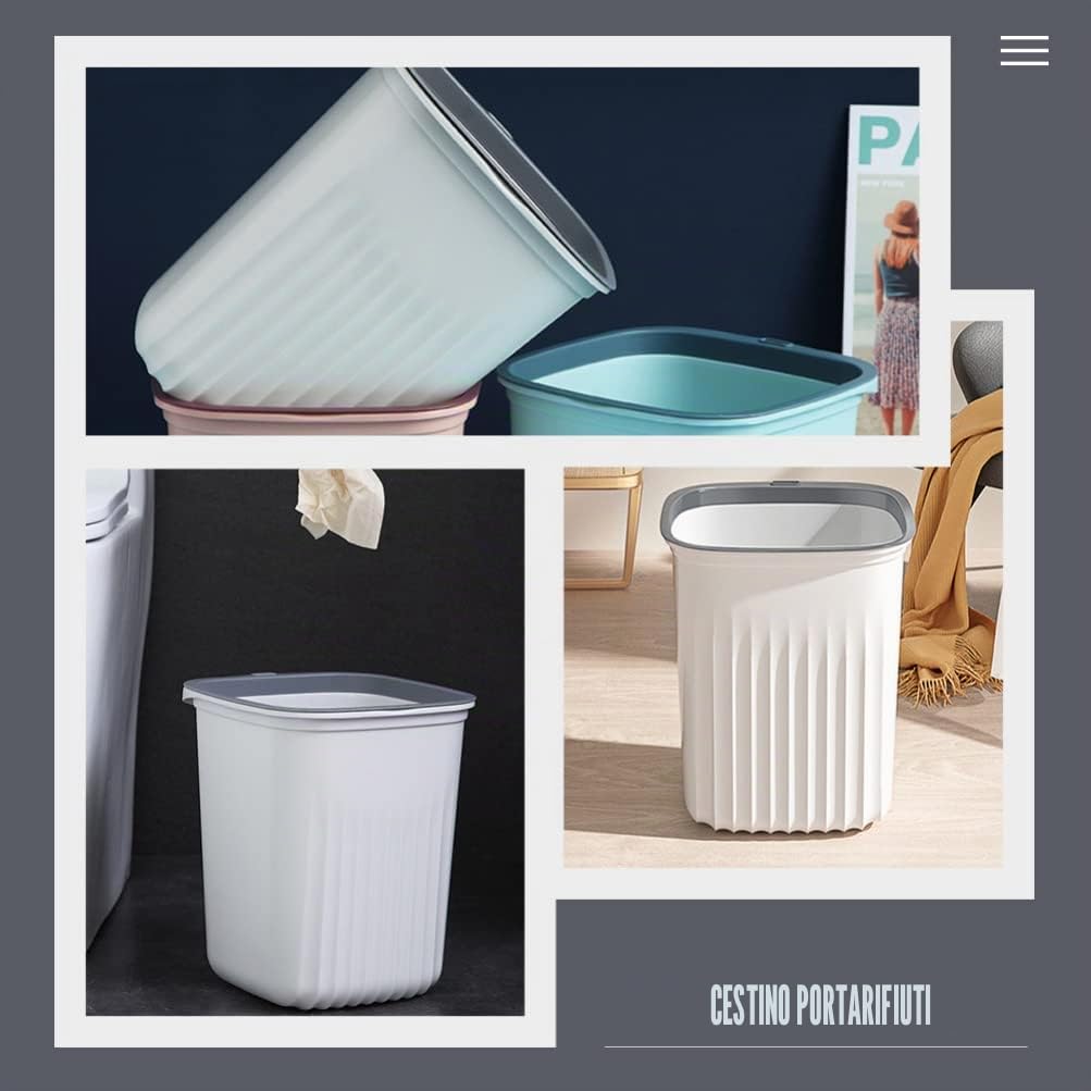 Zerodeko 3 Pezzi Di Plastica Quadrata Pattumiera Bidone Della Spazzatura Bidone Rifiuti Cestino Della Spazzatura Secchio Della Spazzatura Cestino Rifiuti Alimentari Contenitore Per