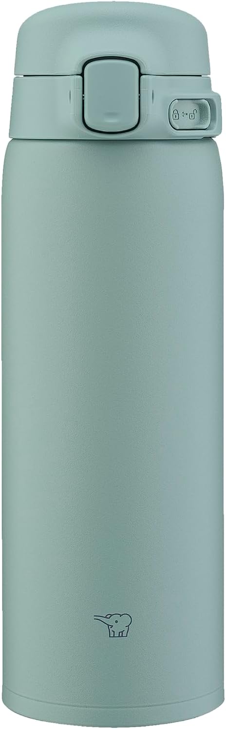 Thermal Mug SU-BA48-GM, Dishwasher-safe, One-piece Cap, Lightweight and Compact, Vacuum Insulation, Warm and Cold Drinks, One-Touch Open (Green, 480 ml)