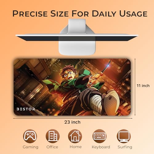 Image of BESTOR Mouse pad with Precise Cut Edges, Waterproof Surface & Non-Slip Rubber Base Stitched Edges Gaming Mouse Mat for Laptop (60cmx34cm)
