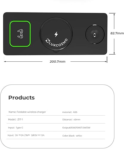 Miniatura 2 de Cargador inalámbrico 3 en 1, estación de carga rápida para iPhone para 15, 14, 13, 12 ProMaxMiniPlus, iWatch 876SE5432 y Airpods 32ProPro 2 con