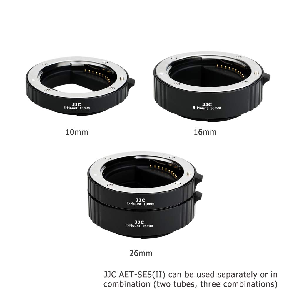 JJC Autofokus AF Makro Zwischenringe Set 10MM 16MM für Sony E Mount DSLR Kameras Objektiv, Zwischenringsatz Macro Extension Tube