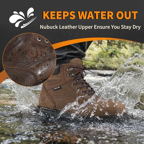 TINLIMHOM Comfort Work Boots for Men Soft Toe Boots Waterproof Slip-Resistant Shoes with High Arch Support & Cushion PU Insole for Warehouse, Factory Workers (DK Brown, Adult, Men, 13, Numeric, US Footwear Size System, Medium) - image 6
