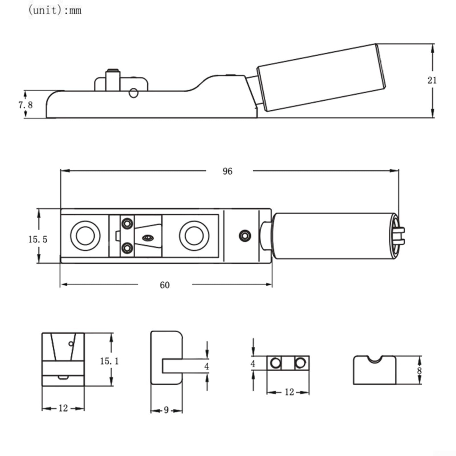 1 Set Headless Bass Bridge pour basse électrique 4/5/6 cordes, pont divisé simple avec vis et clé, argent, accord précis et stabilité pour basses sans tête (noir 4 pièces)