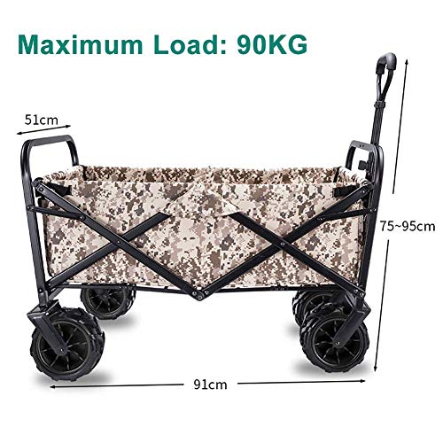 Carrito de mano plegable JKSVTF resistente con ruedas de freno y capacidad de 90 kg color marrón miniatura 2