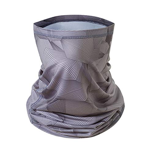 AVERYN UV Face Mask, Neck Gaiter Balaclava Bandana Headwear, Ice Silk Cooling Sports Face Scarf for Dust Outdoors (Geometric Gray)
