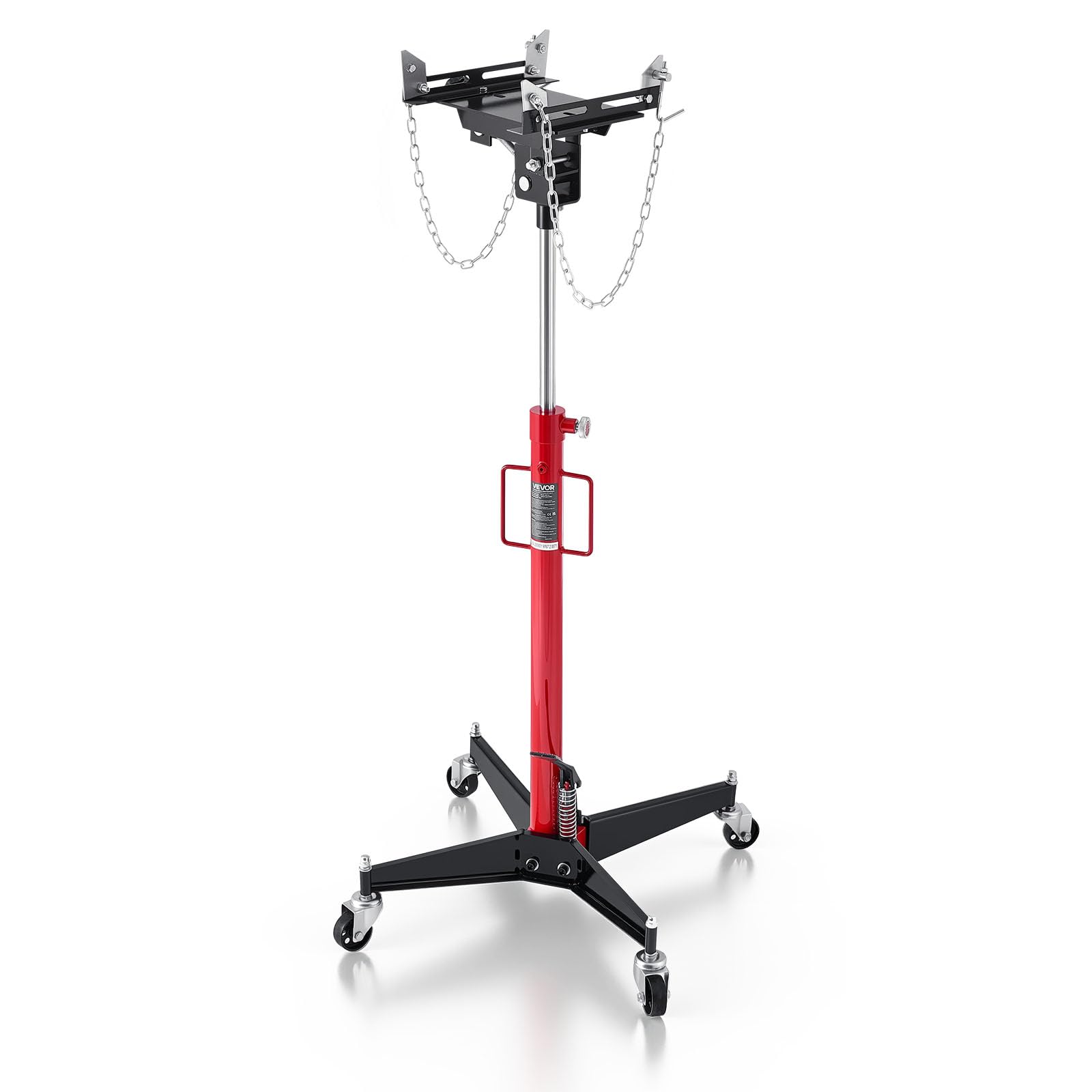 VEVOR Vérin de Fosse Hydraulique Capacité de Levage 500 kg, Cric de Transmission Télescopique, avec Roue Pivotante à 360°, Hauteur de Levage 127-220 cm, pour Soulever Boîte de Vitesse, Garage Atelier