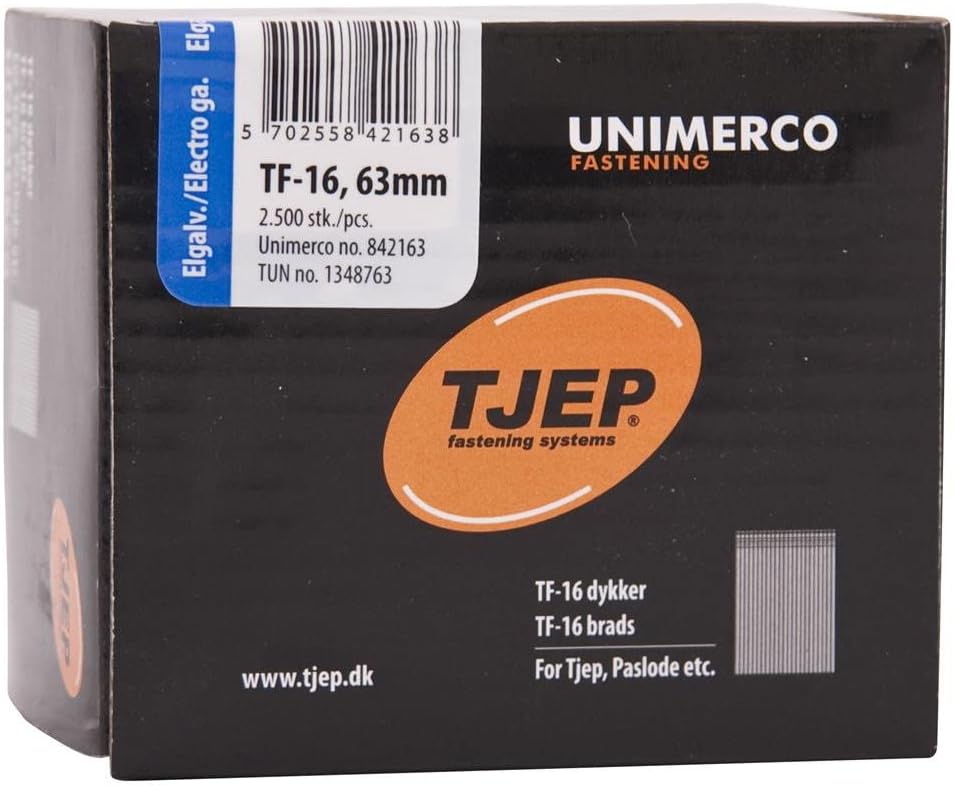 Tjep 63mm TF-16 Straight Galv Brads - Box of 2500