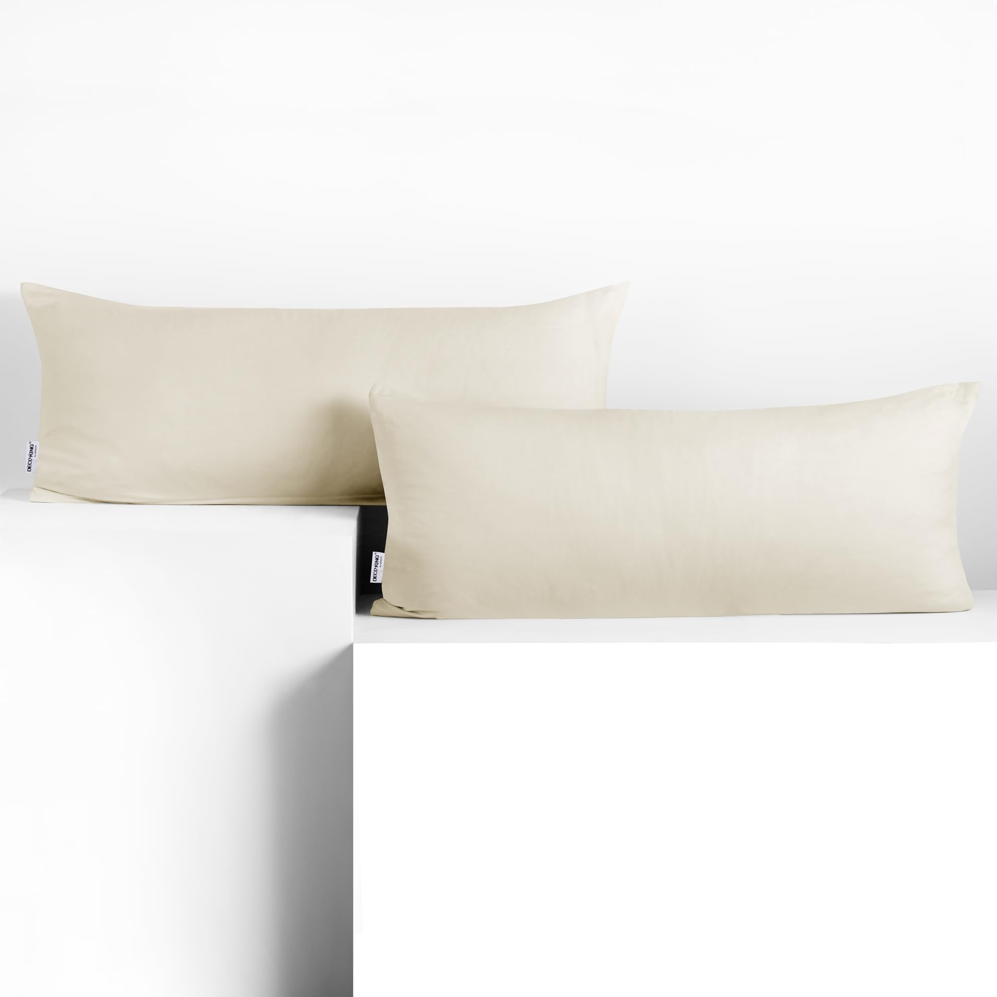 DecoKing 2 Pillowcases 40 x 120 cm Jersey 100% Combed Cotton Zip Ecru Amber