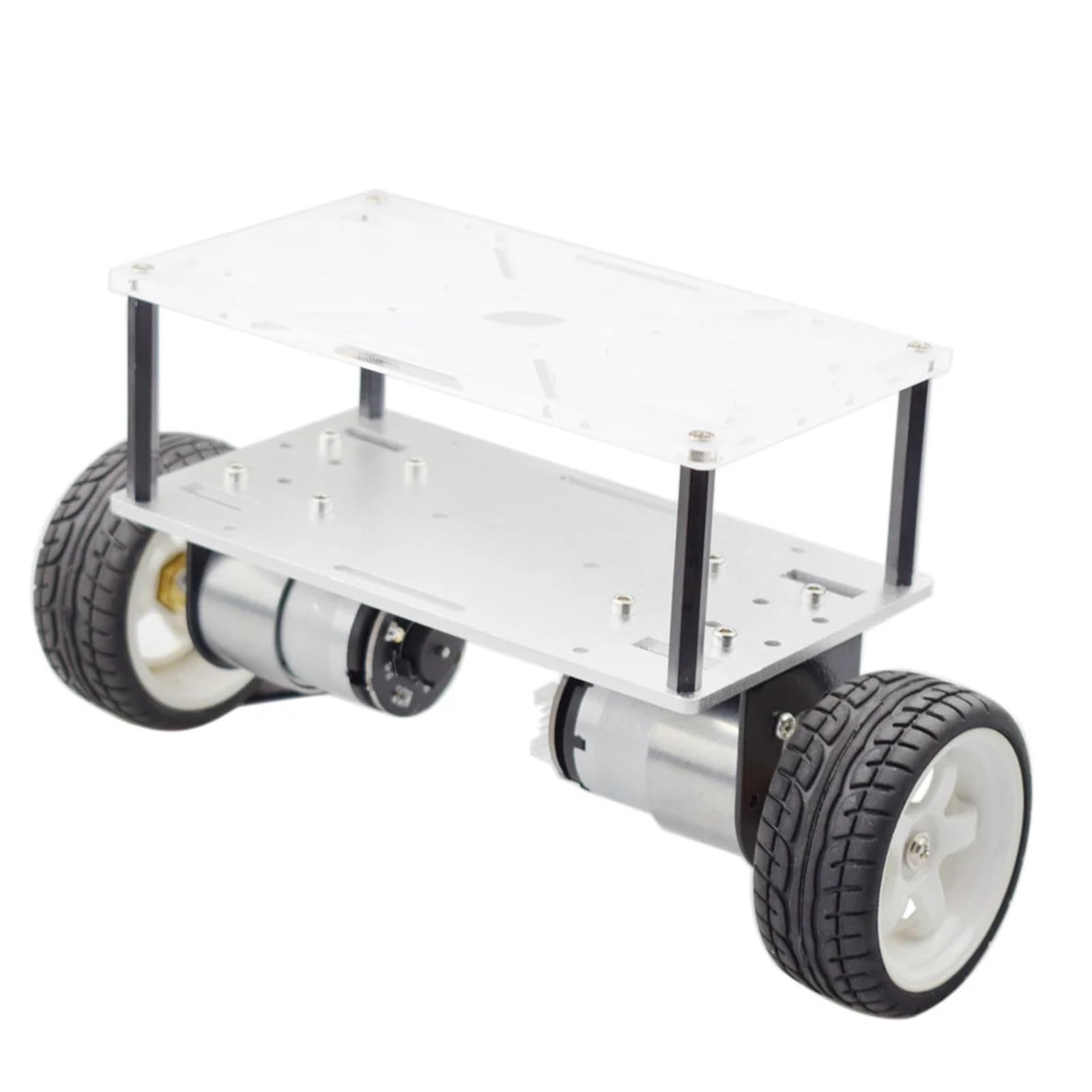 Podwójne podwozie 2WD samobalansujący zestaw samochodowy Robot z 2 szt. Silnik enkodera dla Arduino Raspberry Pi DIY macierzystych części do zabawek(gray)