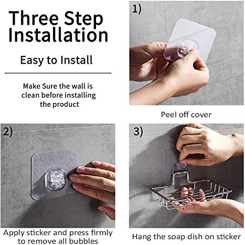 Image of HOKIPO Magic Sticker Series Self Adhesive Stainless Steel Soap Stands for Bathroom Wall - Pack of 1 (Model - NWAR3153)