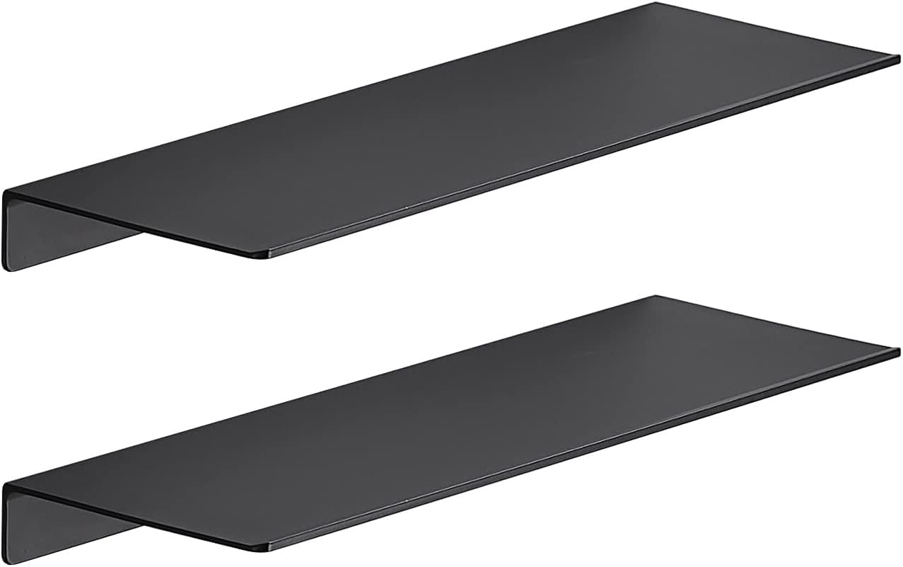 Danpoo Metal Wall Shelf, Black Floating Shelf, Small