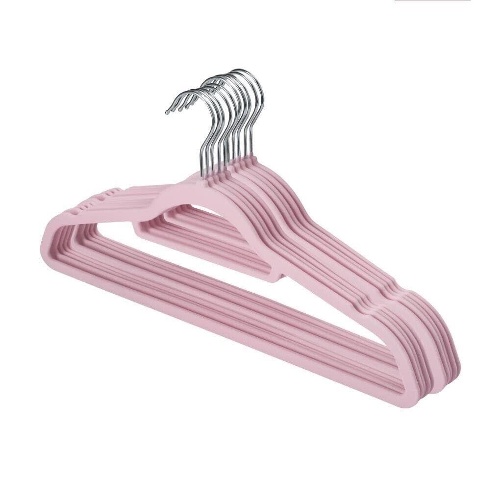 MantraRaj Velvet Coat Hangers Non-Slip Hangers for Clothes Velvet Clothes Hangers 360 Degree Swivel Hook Suit Hangers for Adult Sturdy To Hold Jacket Or Dresses Trouser Pullovers Hoodies (Pink)