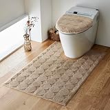 [ベルメゾン] トイレマット フタカバー 2点 セット 抗菌 防臭 サークル柄 トイレファブリック ベージュ ワイドマット&温水フタセット