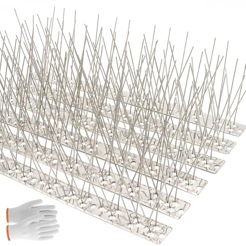 Bird Spikes 304 Stainless Steel for Coverage 40Ft 37pcs Pigeons Anti Bird Spike Small Birds Sparrow Metal Fence Spikes (37 Pack Uninstalled)