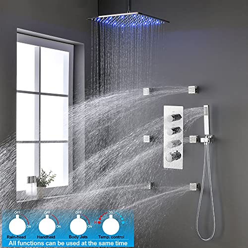 (Use All Options Once) 3-Way Brass Thermostatic Shower Valve Kit, Homedec Shower Diverter Flow Control Replacement Valve For Shower System (Concealed Vertical Installation, Chrome) #TOP5
